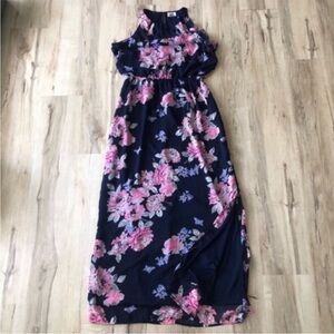Old Navy Navy Blue Dress with Pink and Blue Floral Accents